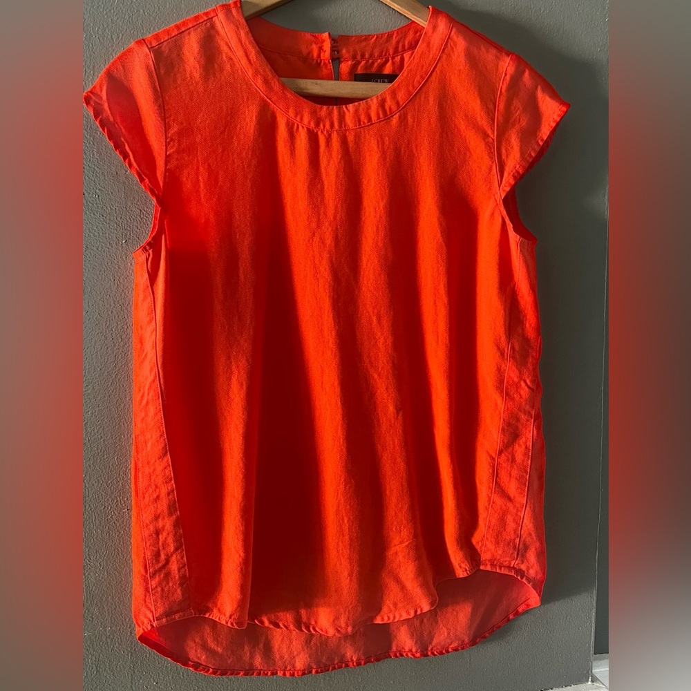 J.Crew Red Cap Sleeve Keyhole Back Blouse Size 0
